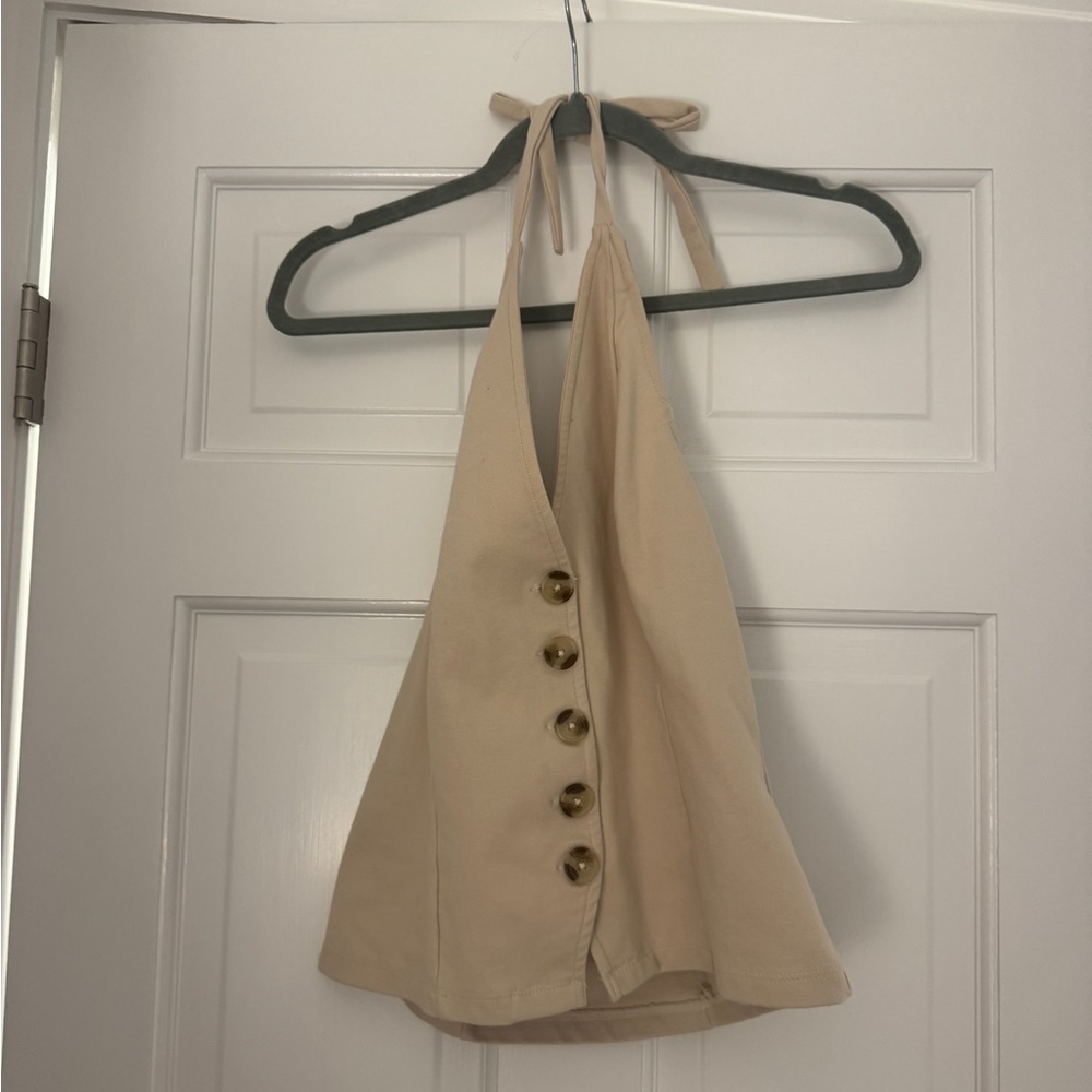 Anthropologie Tan Halter Tank Top